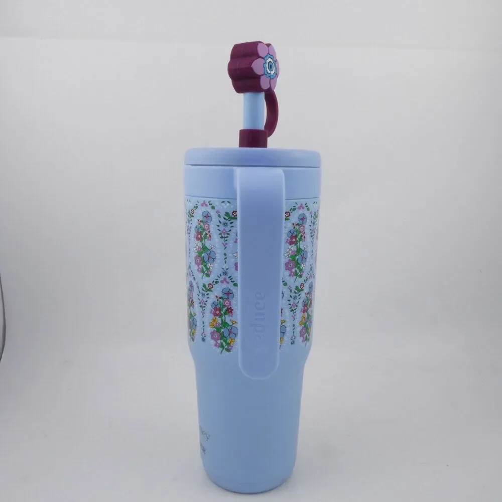 Vera Bradley x Reduce Chiller 24 oz Travel Tumbler Handle Twist Lid Straw Floral